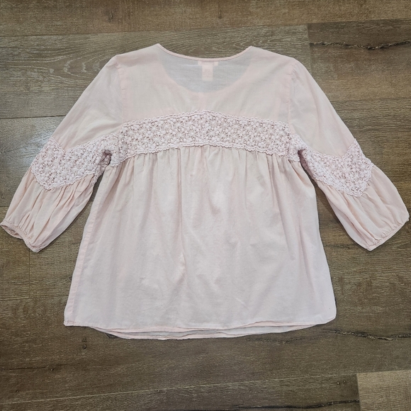 Sundance Crochet Henley Blouse Med Boho Lightweight Casual Hippie Cottage - Picture 6 of 9